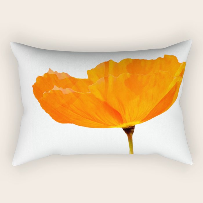 One And Only - Orange Poppy White Background #decor #society6 #buyart Rectangular Pillow Gallery Image 1
