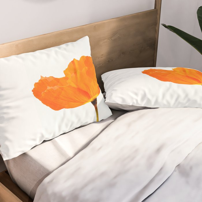 One And Only - Orange Poppy White Background #decor #society6 #buyart Pillow Sham Gallery Image 2