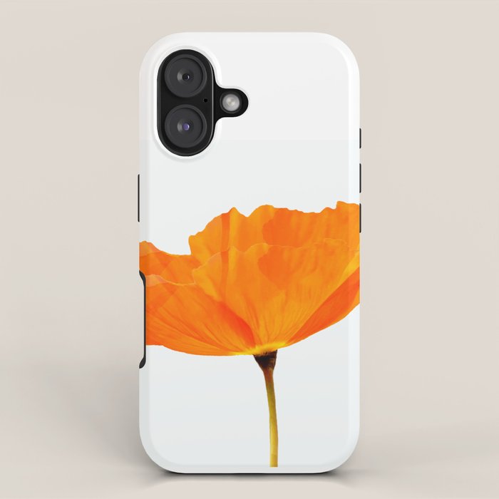 One And Only - Orange Poppy White Background #decor #society6 #buyart iPhone Case Gallery Image 1