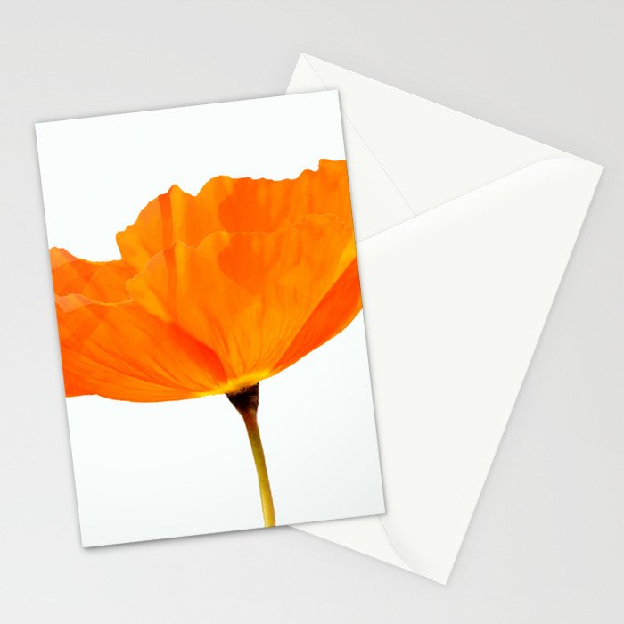One And Only - Orange Poppy White Background #decor #society6 #buyart Stationery Card Gallery Image 2