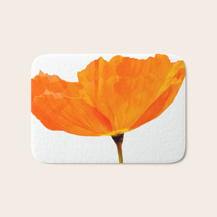One And Only - Orange Poppy White Background #decor #society6 #buyart Bath Mat Gallery Image 1