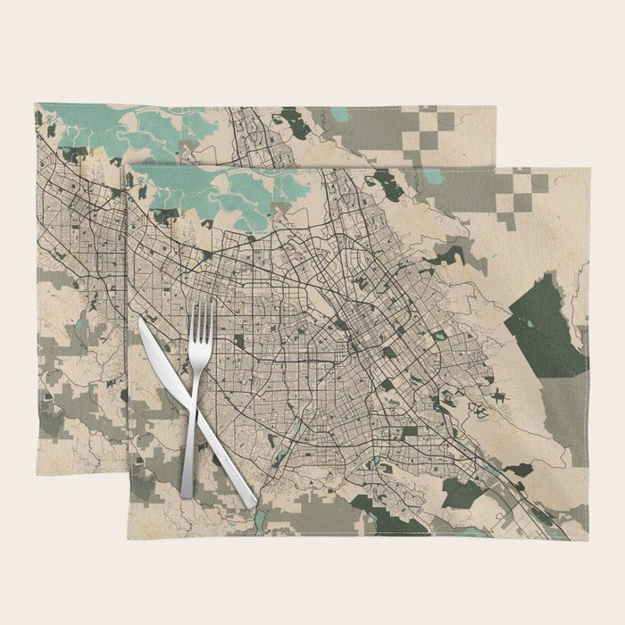 San Jose City Map of California, USA - Vintage Placemat Gallery Image 1