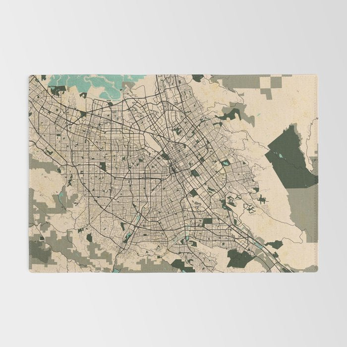 San Jose City Map of California, USA - Vintage Rug Gallery Image 2