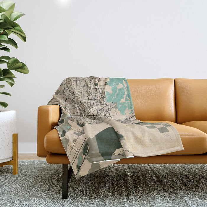 San Jose City Map of California, USA - Vintage Throw Blanket Gallery Image 1