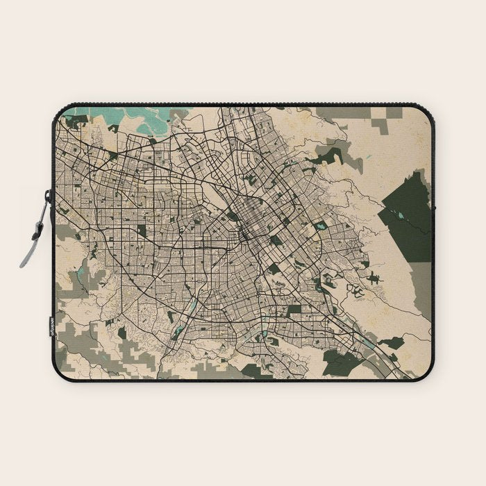 San Jose City Map of California, USA - Vintage Laptop Sleeve Gallery Image 1