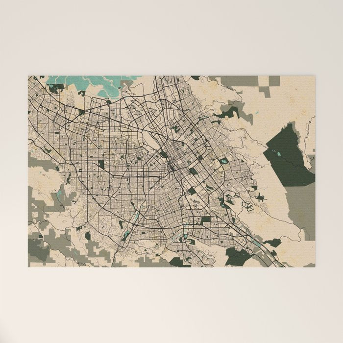 San Jose City Map of California, USA - Vintage Welcome Mat Gallery Image 1