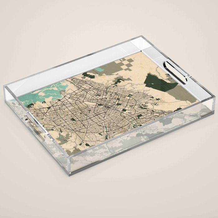 San Jose City Map of California, USA - Vintage Acrylic Tray Gallery Image 1