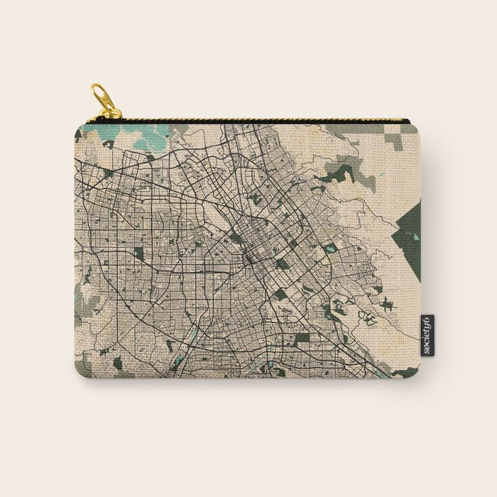 San Jose City Map of California, USA - Vintage Carry All Pouch Gallery Image 1