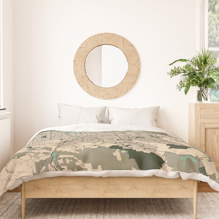 San Jose City Map of California, USA - Vintage Duvet Cover Gallery Image 3