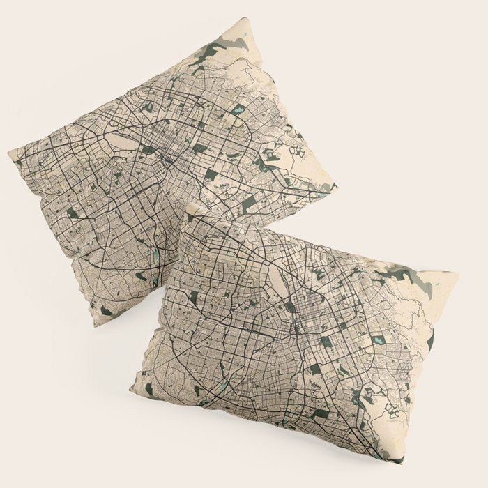 San Jose City Map of California, USA - Vintage Pillow Sham Gallery Image 1