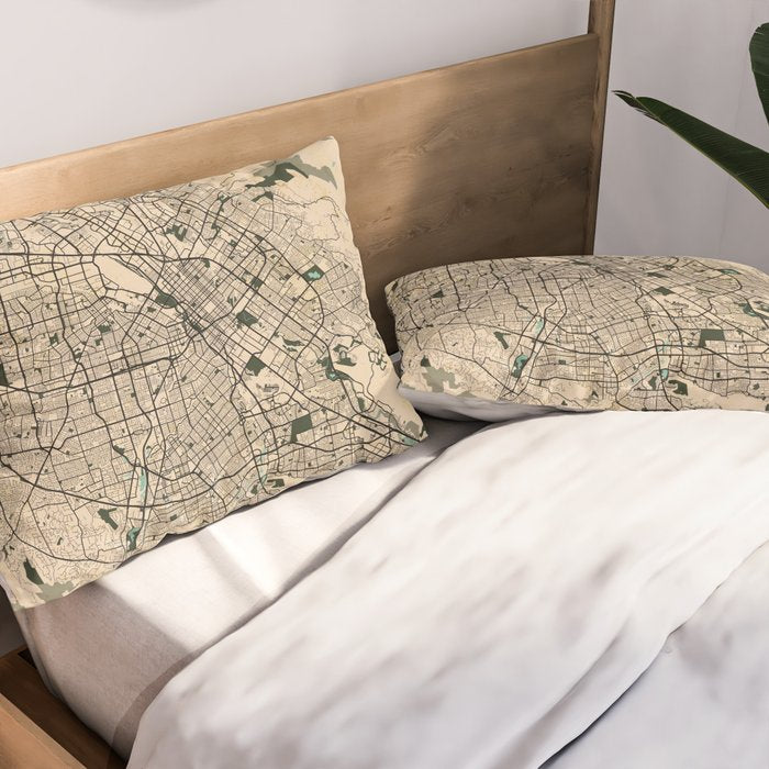 San Jose City Map of California, USA - Vintage Pillow Sham Gallery Image 2