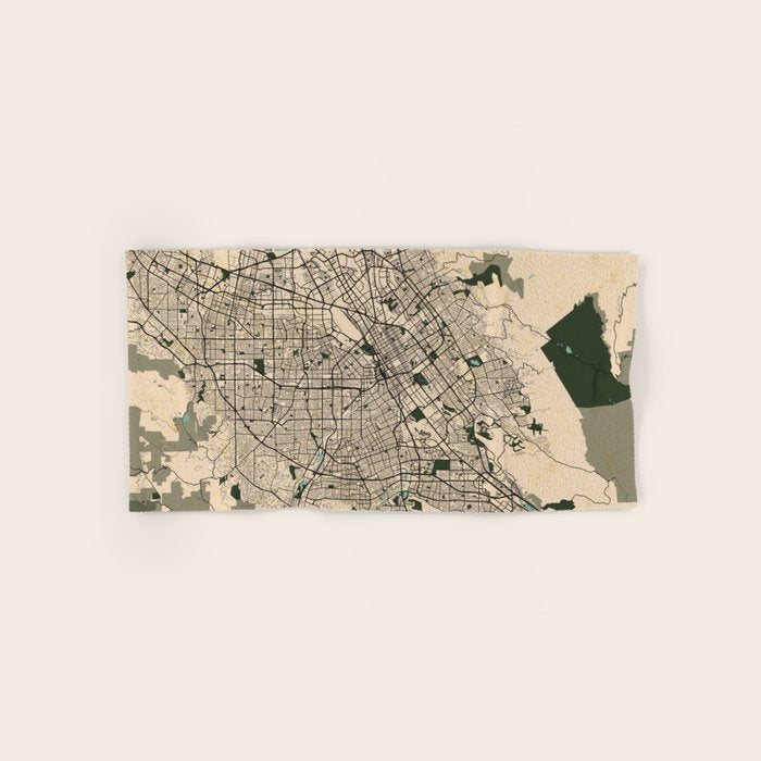 San Jose City Map of California, USA - Vintage Bath Towel Gallery Image 1