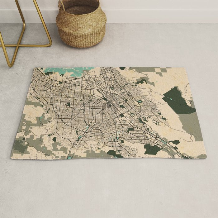 San Jose City Map of California, USA - Vintage Rug Gallery Image 1