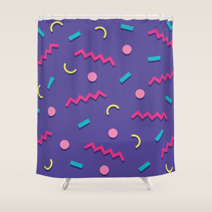Memphis Pattern 20 - Miami Vice / 80s Retro Shower Curtain Gallery Image 1