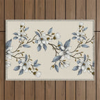 Elegant branch of white magnolia Outdoor Rug Gallery Image 1
