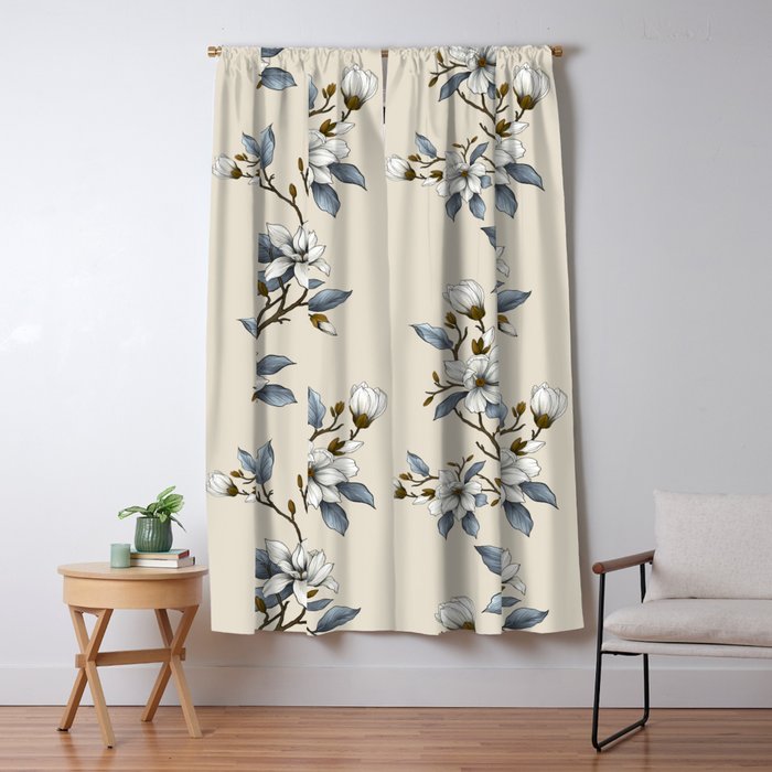 Elegant branch of white magnolia Window Curtain Gallery Image 5