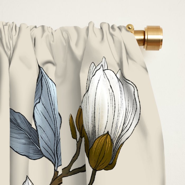 Elegant branch of white magnolia Window Curtain Gallery Image 2