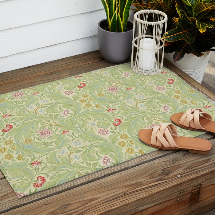 William Morris Leicester Green Multi Outdoor Rug Gallery Image 2