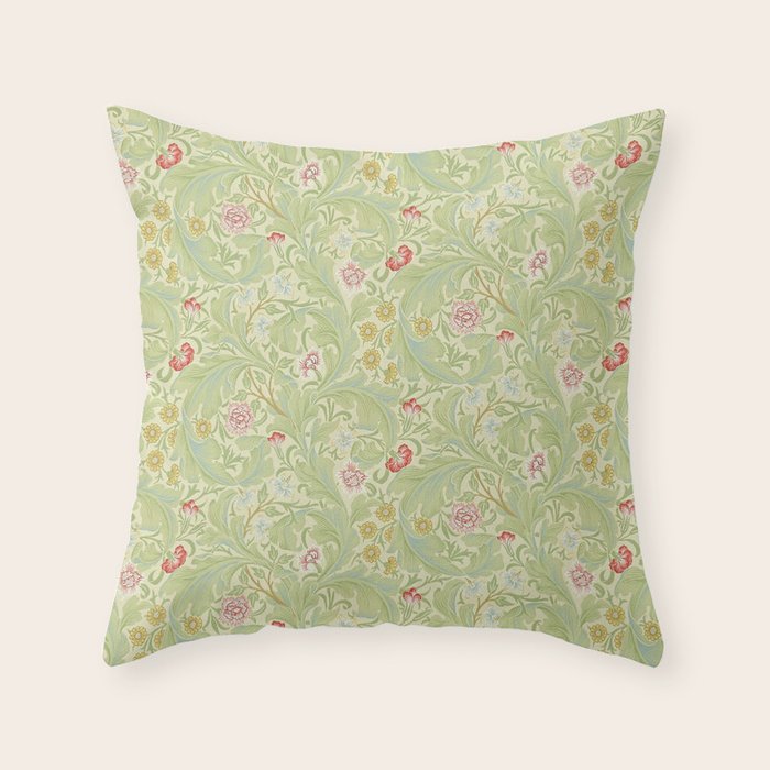 William Morris Leicester Green Multi Throw Pillow Gallery Image 6
