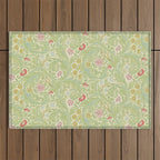 William Morris Leicester Green Multi Outdoor Rug Gallery Image 1