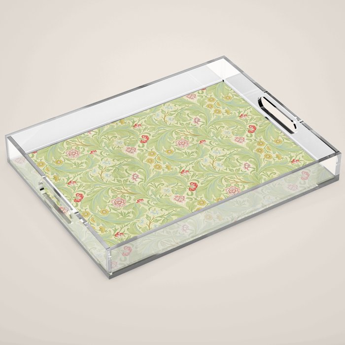William Morris Leicester Green Multi Acrylic Tray Gallery Image 1