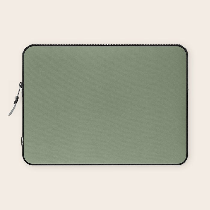 LAUREL TREE SOLID COLOR Plain Muted Green Shade Laptop Sleeve Gallery Image 1