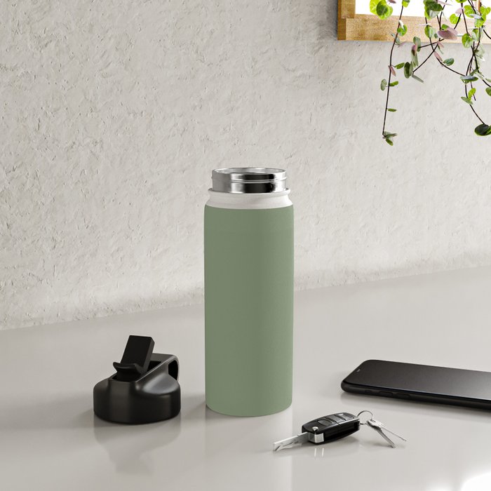 LAUREL TREE SOLID COLOR Plain Muted Green Shade Water Bottle Gallery Image 4