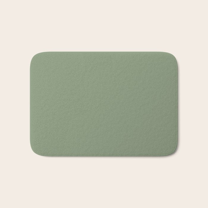 LAUREL TREE SOLID COLOR Plain Muted Green Shade Bath Mat Gallery Image 1