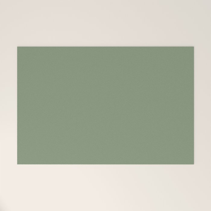 LAUREL TREE SOLID COLOR Plain Muted Green Shade Welcome Mat Gallery Image 1