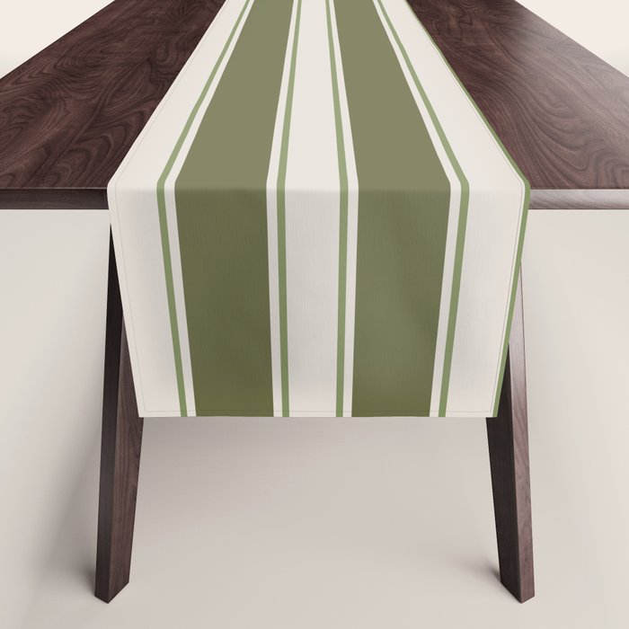 Olive Green Striped - Cozy Heirloom Table Runner Gallery Image 1