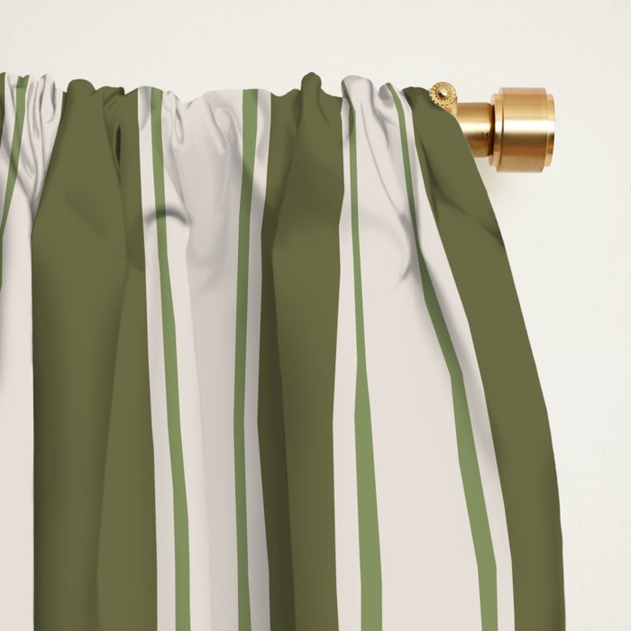 Olive Green Striped - Cozy Heirloom Window Curtain Gallery Image 2