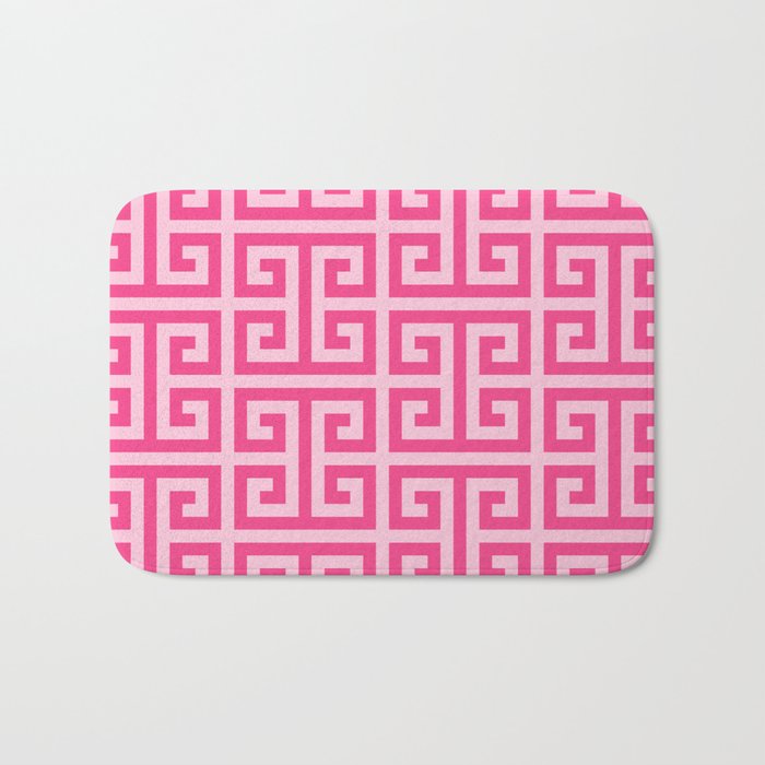 Girly Pink Large Greek Key Pattern Comforters Bath Mat Gallery Image 1