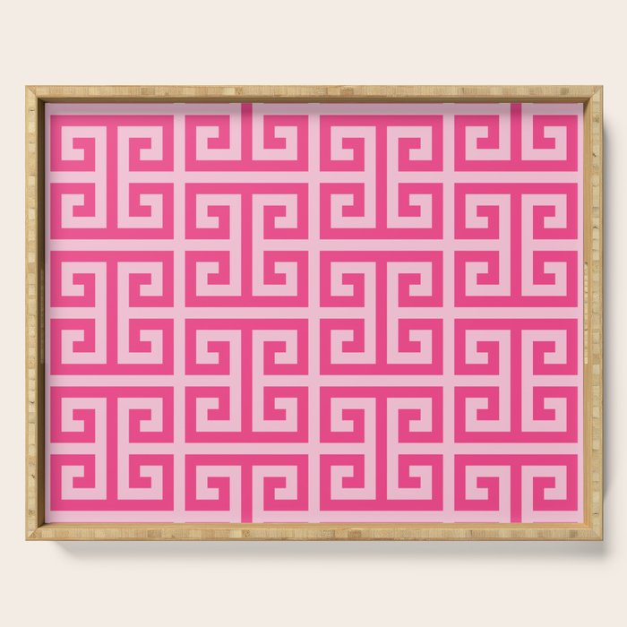 Girly Pink Large Greek Key Pattern Comforters Serving Tray Gallery Image 1