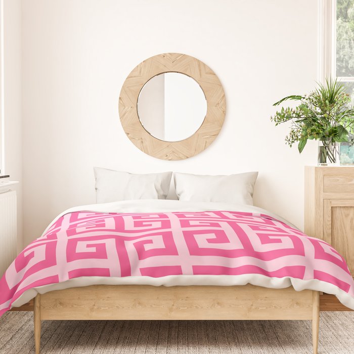 Girly Pink Large Greek Key Pattern Comforters Duvet Cover Gallery Image 3