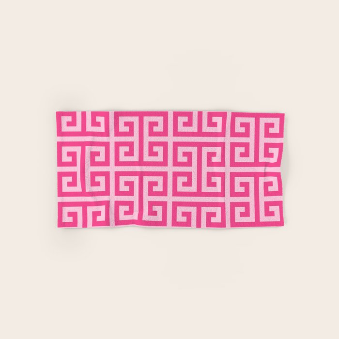 Girly Pink Large Greek Key Pattern Comforters Bath Towel Gallery Image 1