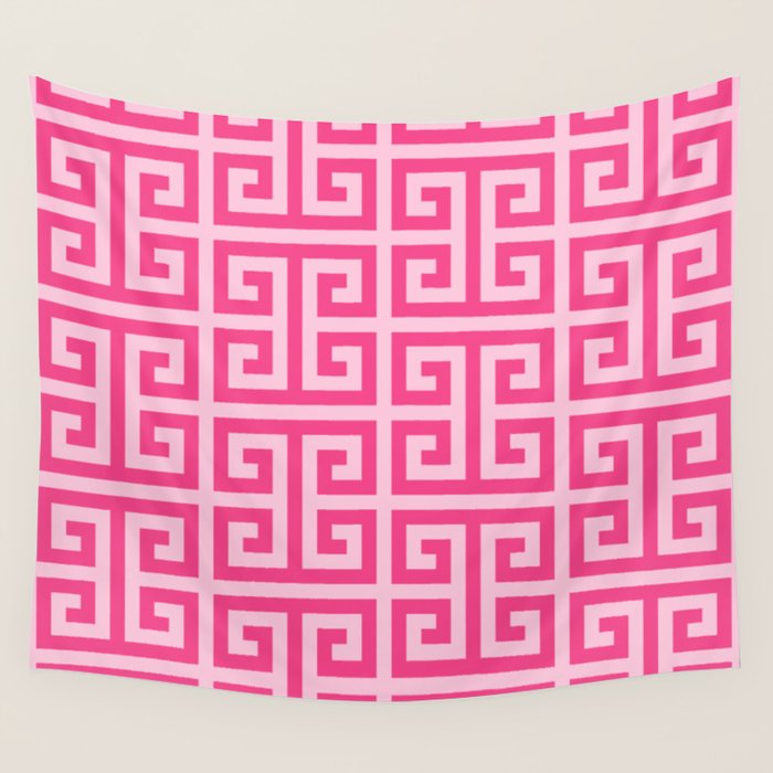 Girly Pink Large Greek Key Pattern Comforters Wall Tapestry Gallery Image 1