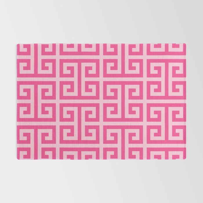 Girly Pink Large Greek Key Pattern Comforters Rug Gallery Image 2