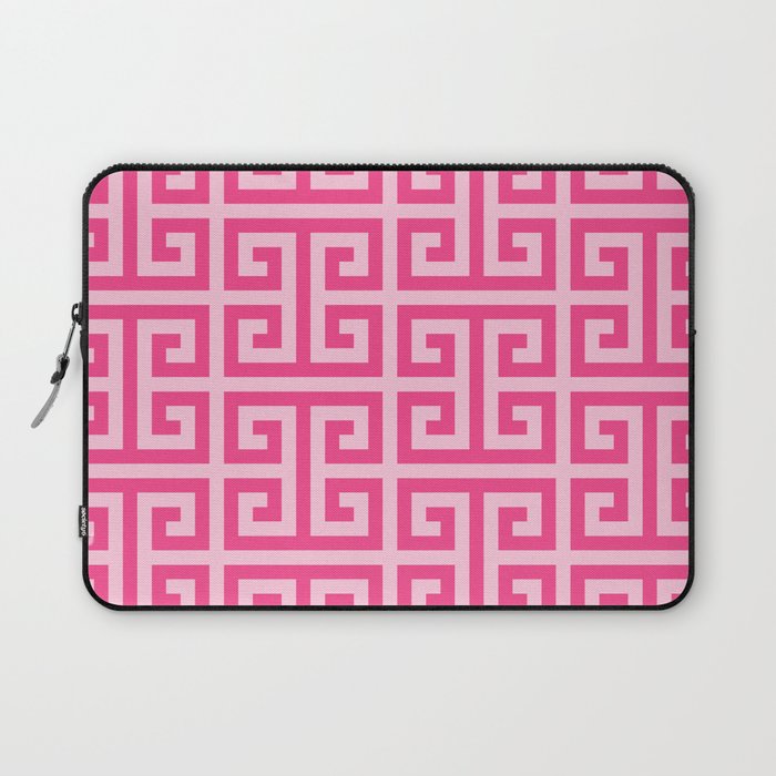 Girly Pink Large Greek Key Pattern Comforters Laptop Sleeve Gallery Image 1