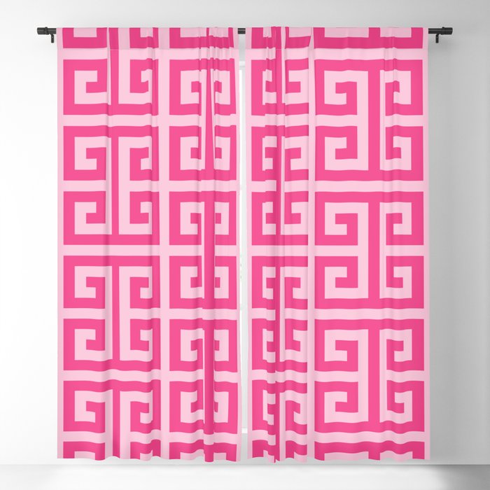 Girly Pink Large Greek Key Pattern Comforters Window Curtain Gallery Image 5