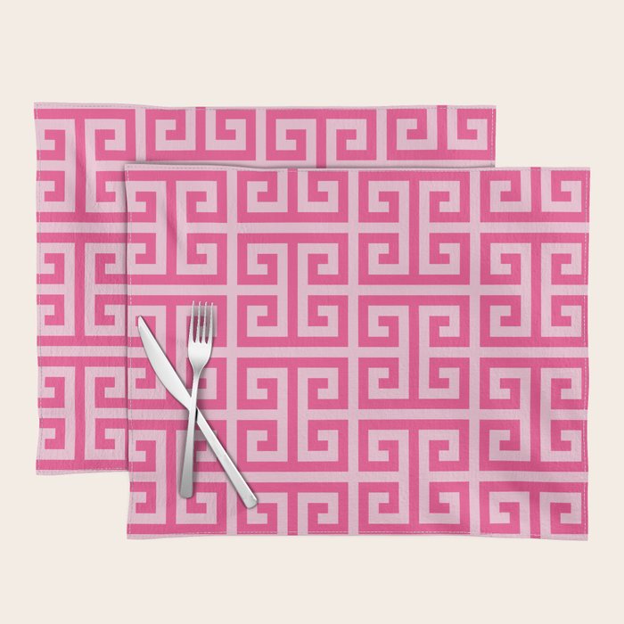 Girly Pink Large Greek Key Pattern Comforters Placemat Gallery Image 1