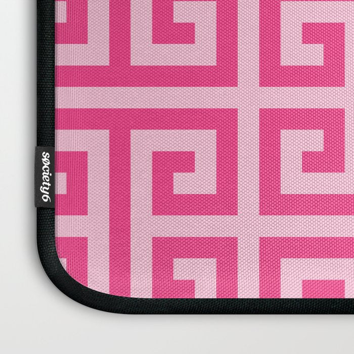 Girly Pink Large Greek Key Pattern Comforters Laptop Sleeve Gallery Image 3