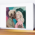 Cosmic Romance, Love Passion Race Diversity, Anti-racism Equality Mindset Society, Community Marriage Couple Interracial Painting Wall Mural Gallery Image 2