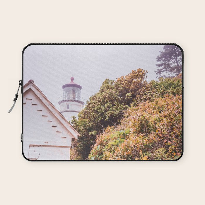 Lighthouse in the Fog | Heceta Head Oregon | Travel Photography in the PNW Laptop Sleeve Gallery Image 1