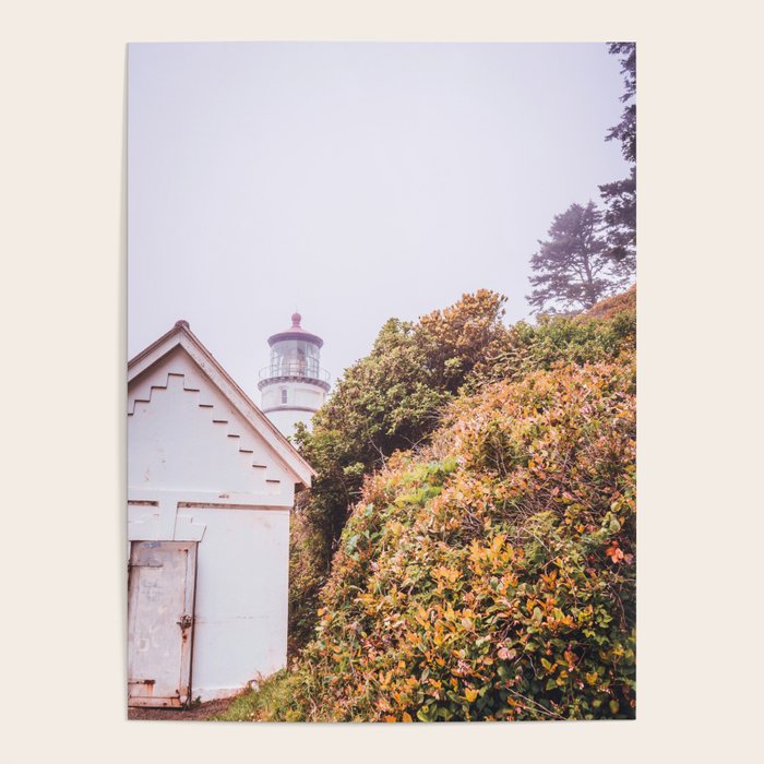 Lighthouse in the Fog | Heceta Head Oregon | Travel Photography in the PNW Poster Gallery Image 1