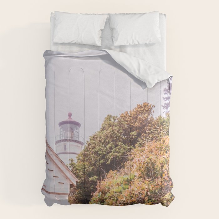 Lighthouse in the Fog | Heceta Head Oregon | Travel Photography in the PNW Comforter Gallery Image 6