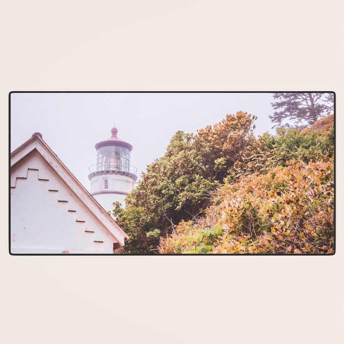 Lighthouse in the Fog | Heceta Head Oregon | Travel Photography in the PNW Desk Mat Gallery Image 3