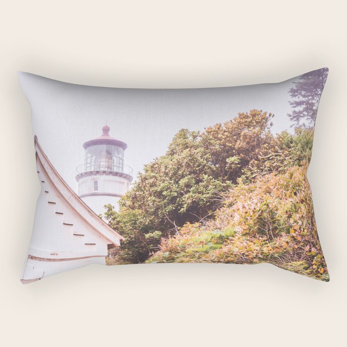 Lighthouse in the Fog | Heceta Head Oregon | Travel Photography in the PNW Rectangular Pillow Gallery Image 1