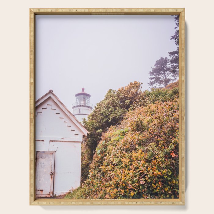Lighthouse in the Fog | Heceta Head Oregon | Travel Photography in the PNW Serving Tray Gallery Image 1