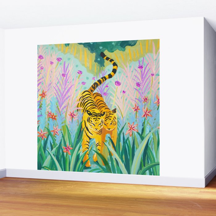 Tigers in Garden Wall Mural Gallery Image 2