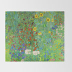 Gustav Klimt Flower Garden Throw Blanket Gallery Image 2
